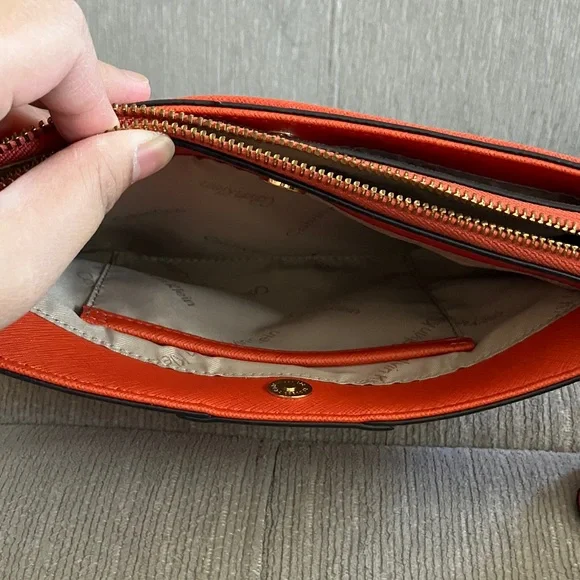 Calvin Klein Vibrant Orange Saffiano Shoulder Bag - Picture 13 of 17